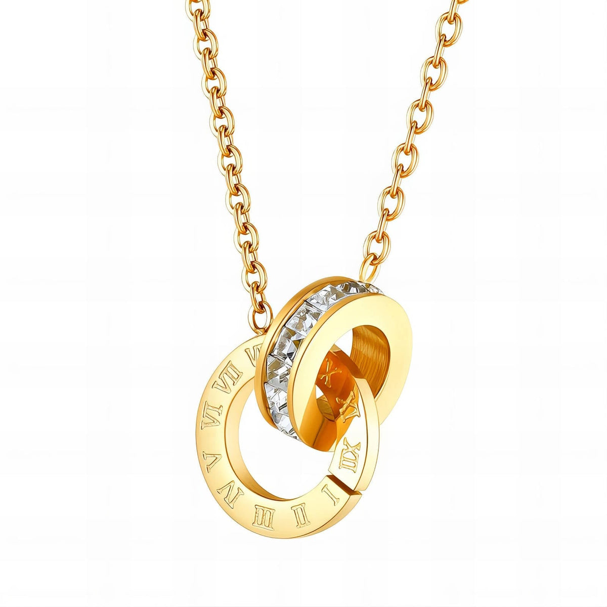 18K gold plated 2 Romanian rings necklace flat lay Saudi Arabia Jewelique