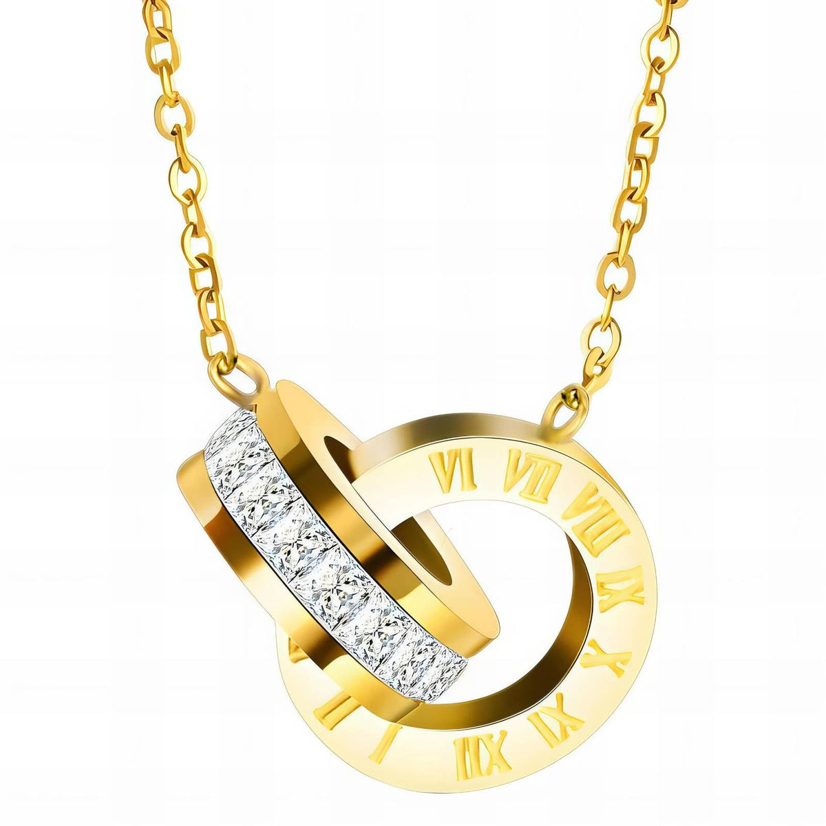 18K gold plated 2 Romanian rings necklace gold Saudi Arabia Jewelique