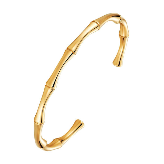 18K gold plated bamboo bangle gold stainless steel Saudi Arabia Jewelique