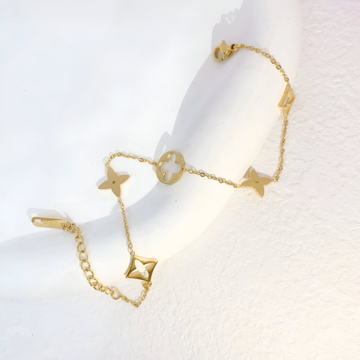 18K gold plated L7 bracelet worn wrist Saudi Arabia Jewelique