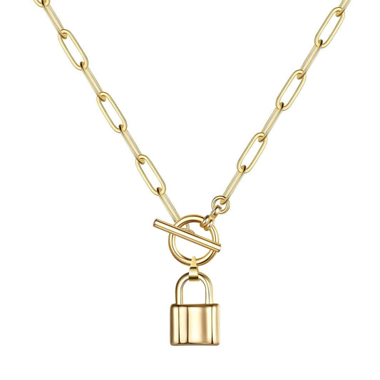 18K gold plated lock necklace gold stainless steel Saudi Arabia Jewelique