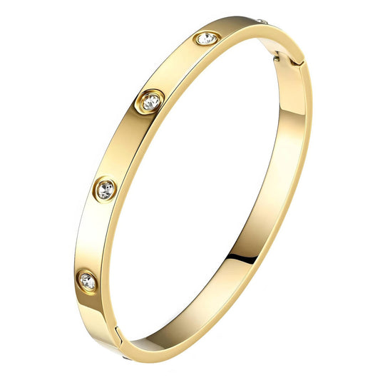 18K gold plated love bangle gold with diamonds stainless steel Saudi Arabia Jewelique