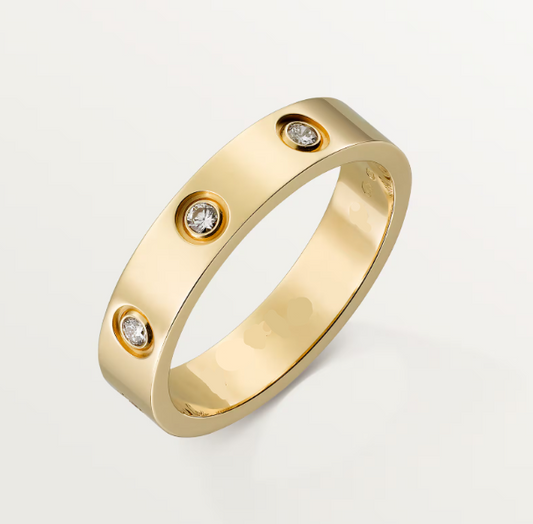 18K gold plated love ring gold with diamonds stainless steel Saudi Arabia Jewelique