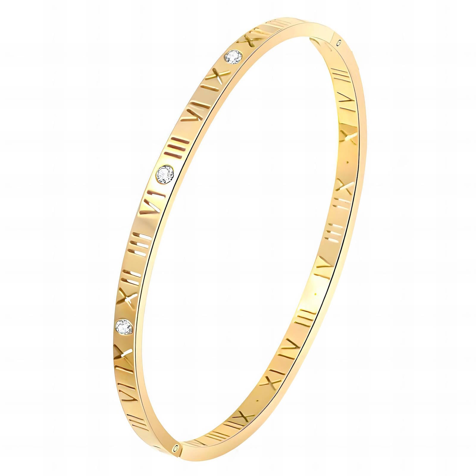 18K gold plated Romanian bangle gold stainless steel Saudi Arabia Jewelique