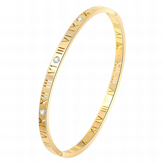 18K gold plated Romanian bangle gold stainless steel Saudi Arabia Jewelique