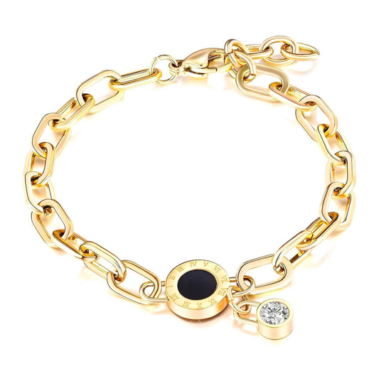 18K gold plated Romanian watch bracelet gold stainless steel Saudi Arabia Jewelique