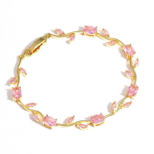 18K gold plated tulip bracelet pink stainless steel Saudi Arabia Jewelique