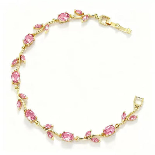 18K gold plated tulip bracelet red worn wrist Saudi Arabia Jewelique