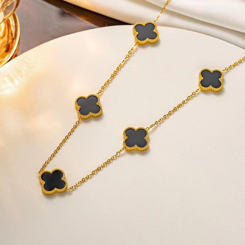 18K gold plated VC chain necklace black variant Saudi Arabia Jewelique