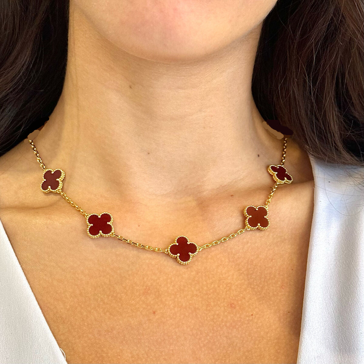 18K gold plated VC chain necklace worn model Saudi Arabia Jewelique
