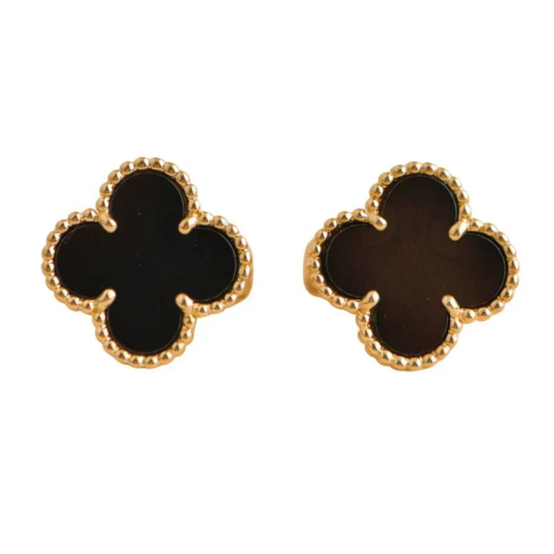 18K gold plated VC earrings black variant Saudi Arabia Jewelique