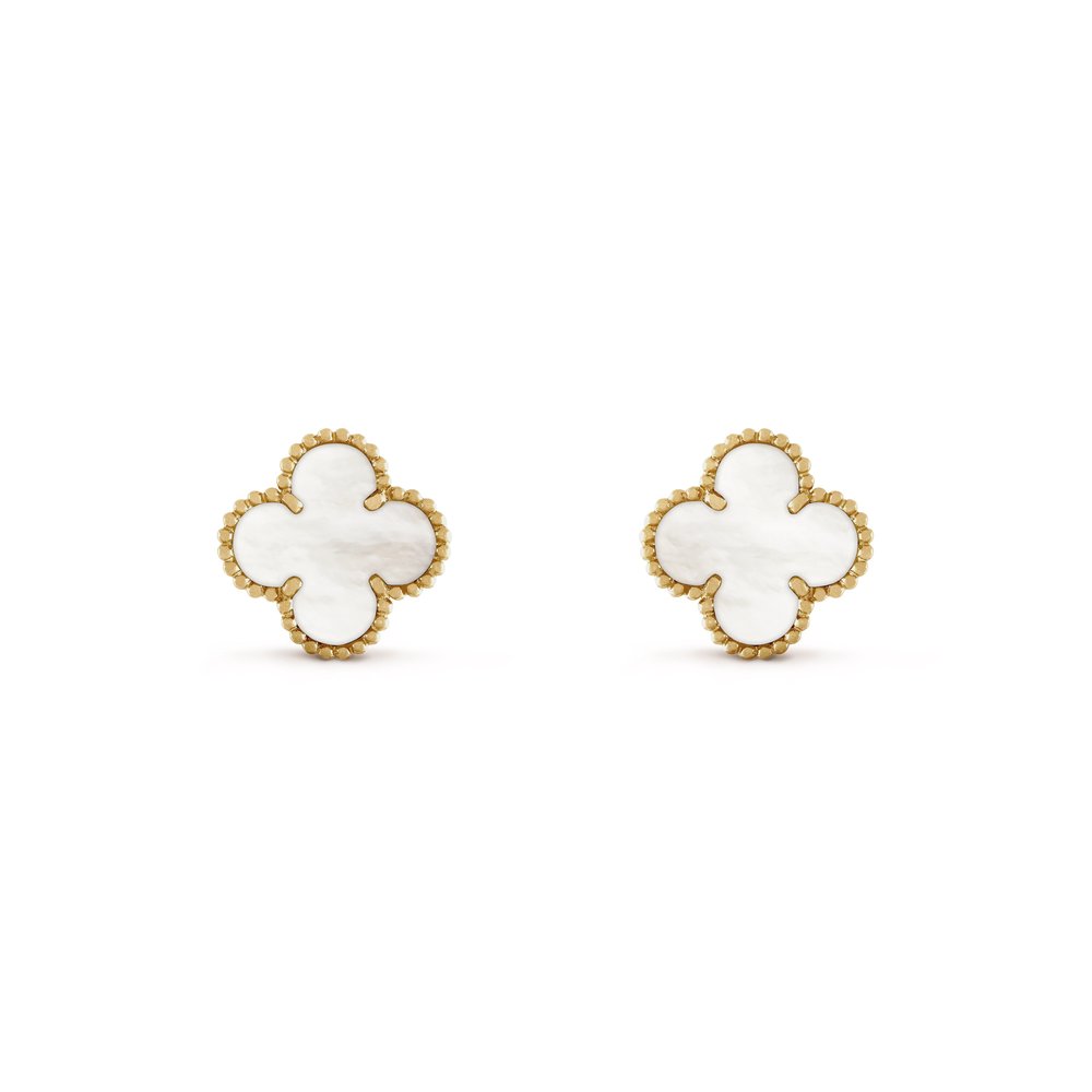 18K gold plated VC earrings white mother of pearl gold Saudi Arabia Jewelique