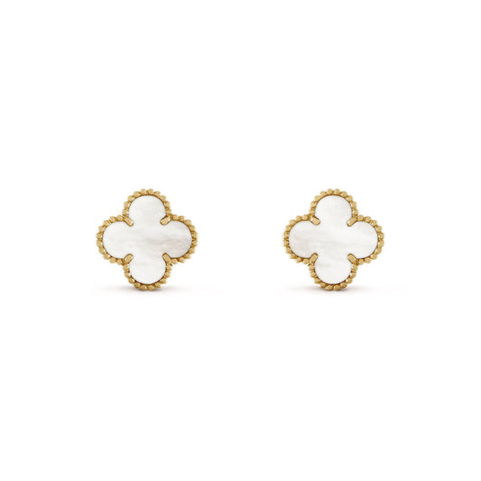 18K gold plated VC earrings white mother of pearl gold Saudi Arabia Jewelique