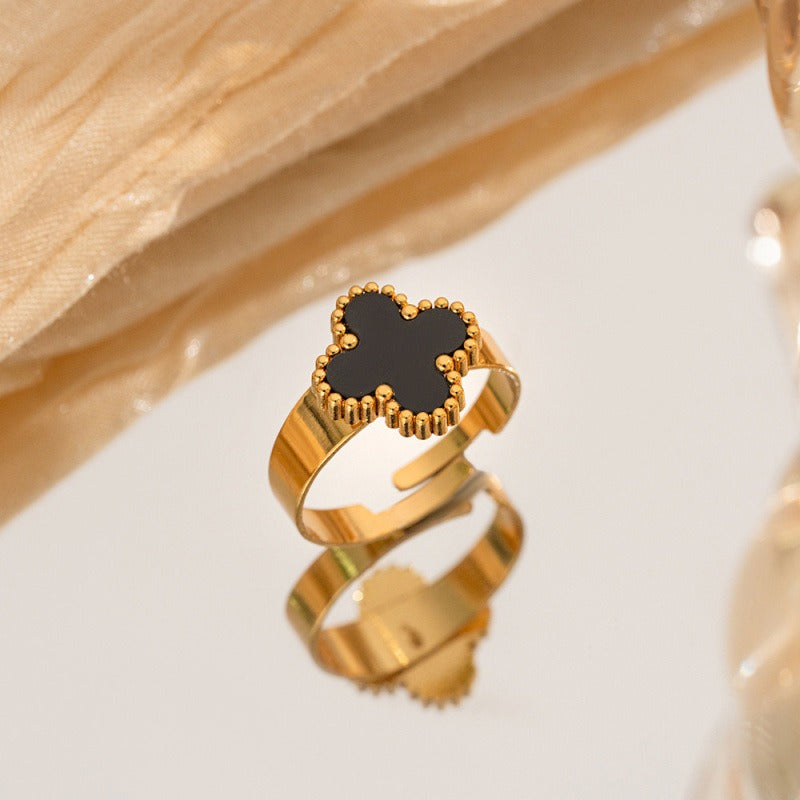 18K gold plated VC ring black variant Saudi Arabia Jewelique