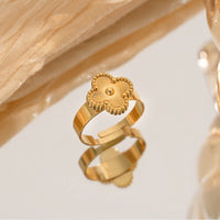 18K gold plated VC ring gold four leaf Saudi Arabia Jewelique
